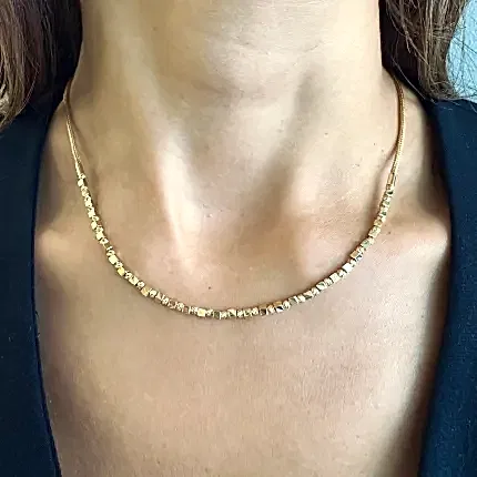 Sarı Altın Küplü Halat Kolye